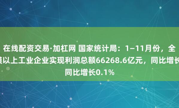 在线配资交易·加杠网 国家统计局：1—11月份，全国规模以上工业企业实现利润总额66268.6亿元，同比增长0.1%